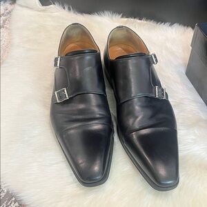 Magnanni black leather double monk strap (Style NMLC 11677), crafted in Spain.